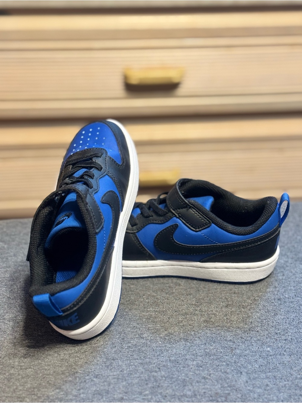 Nike Court Borough Low Recraft Toddler Sz 13.5C Game Royal Black White like new - Picture 13 of 14